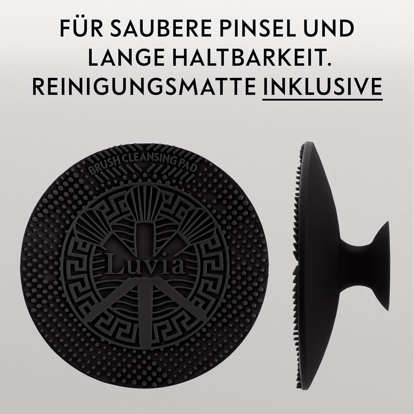 Make-Up Pinselset 15-Teilig Vegan | 12 Profi Schminkpinsel | Inkl. Blender, Reinigungsmatte & Pinselaufbewahrung Aus Veganem Leder | Prime Vegan Black | Schwarz | Luvia