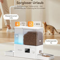 Rojeco 2-In-1 Futterautomat Und Wasserspender, 5L Trockenfutter Automat Für Katzen Mit 3.5L Wassertank, Programmierbarer Futterspender Katze Mit Led-Display, Für Kleine Und Mittelgroße Haustiere
