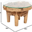 Teak Couchtisch Bosco-60Cm Natural Massivholz Teakwurzel Wohnzimmertisch Tisch