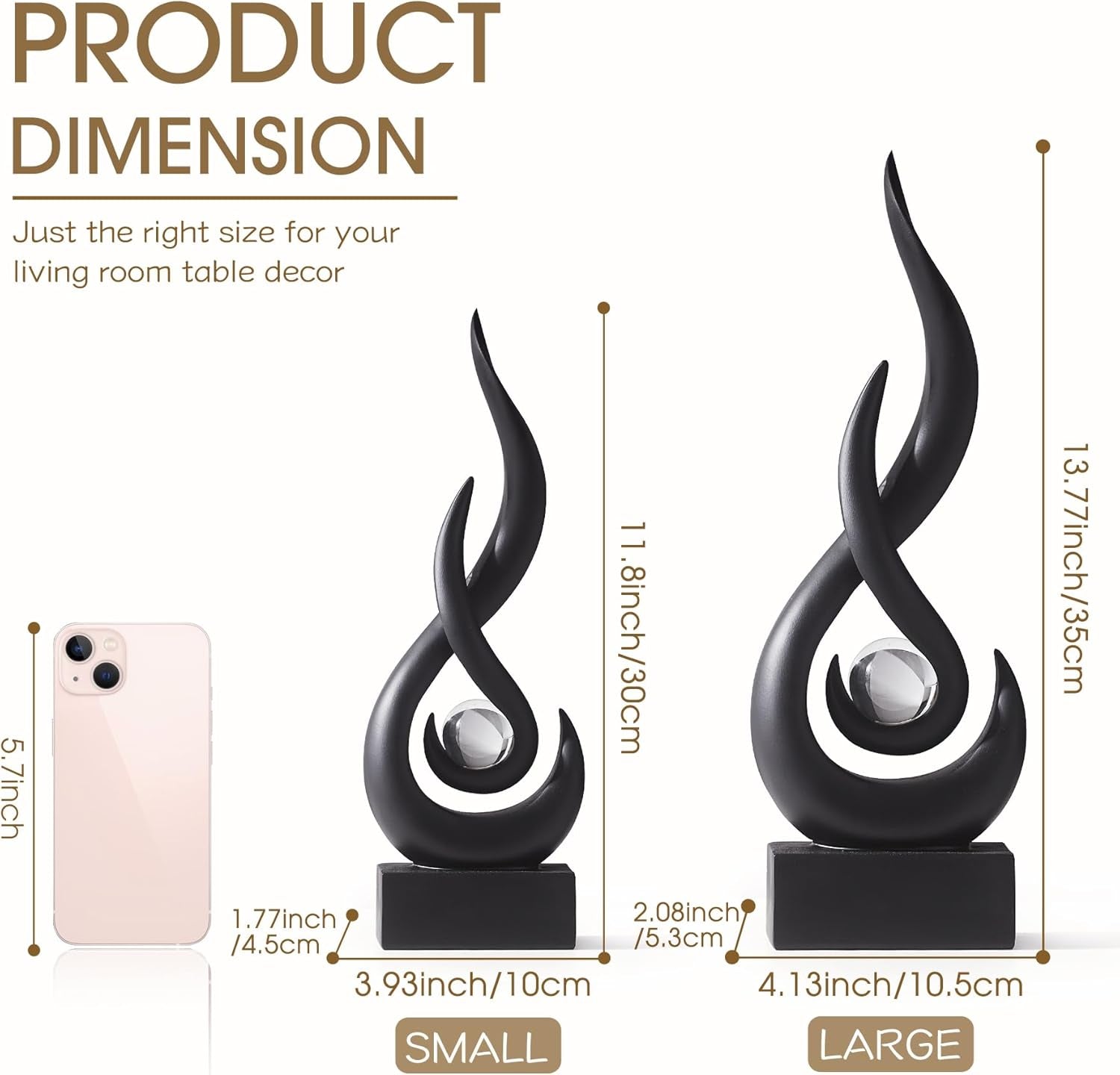 Schwarz Dekor Moderne Flamme Skulptur Dekorationen Für Wohnzimmer, Harz Regal Dekor Akzente, Abstrakte Kunst Skulptur Für Esszimmer Büro Couchtisch Mittelstück Bücherregal Dekor