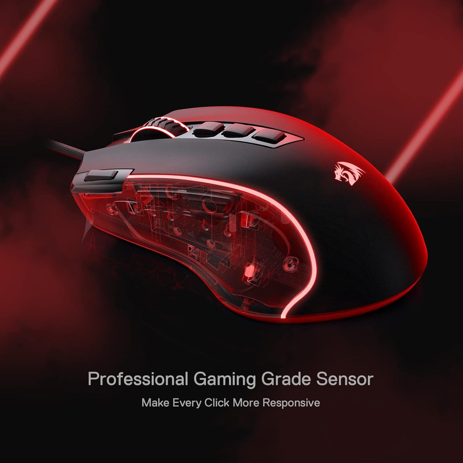Redragon M612 Predator RGB Gaming Maus, 8000 DPI Kabelgebundene Optische Maus Mit 11 Programmierbaren Tasten & 5 Hintergrundbeleuchtungsmodi, Software Unterstützt DIY Keybinds Rapid
