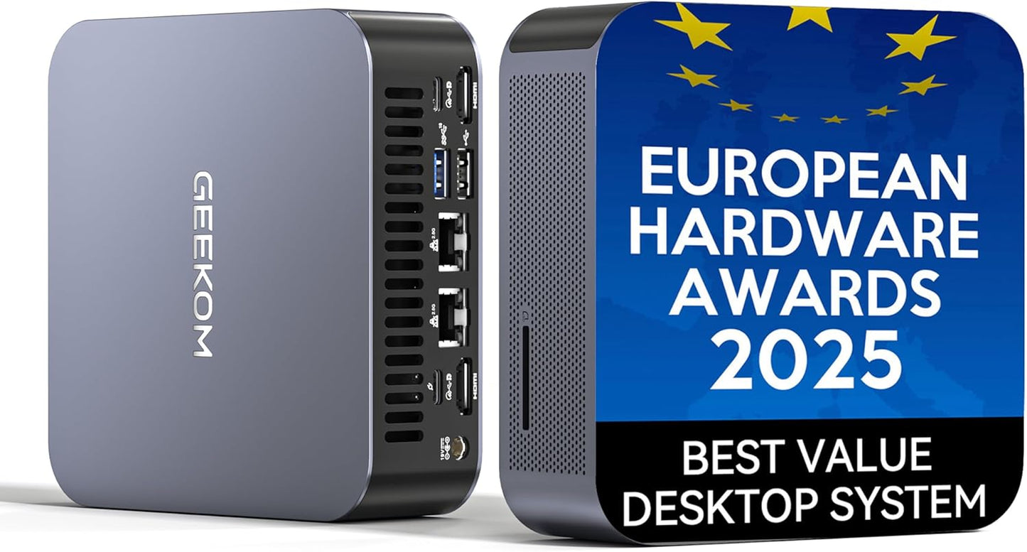 GEEKOM [Einziger Europäischer Hardware Preis Für Intel Mini PC GT13 Max Mit Intel Core Ultra 9-185H(14Th) Mini Desktop Computer|Echtzeit-Ar|1Tb SSD+16GB Ddr5|6×Usb|Windows 11 Pro|4×8K Ausgänge