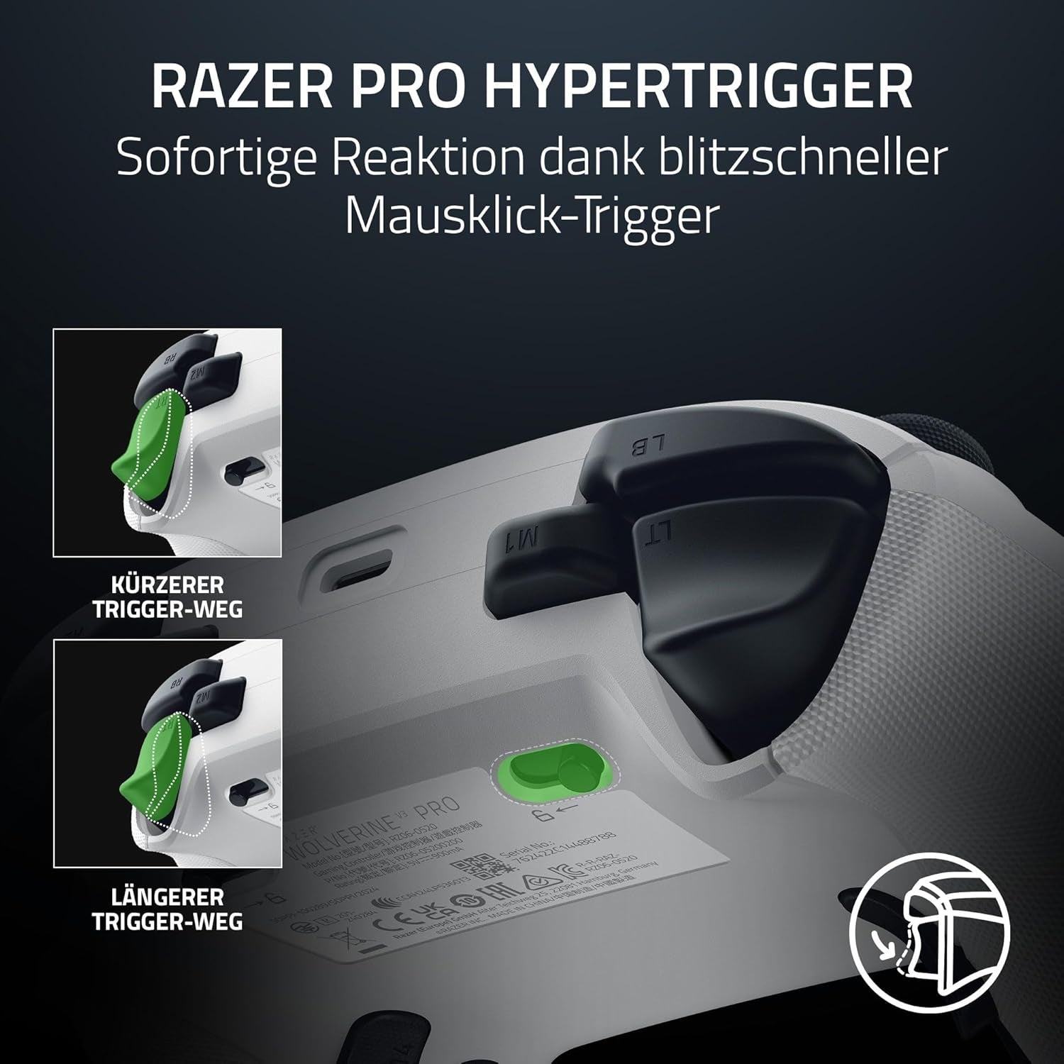 Razer Wolverine V3 Pro - Kabelloser Esports Controller Für Xbox & PC - Hall Effect Analog Sticks (Hyperspeed Wireless, Mecha Tactile Action Buttons, Haptische Vibrationen) Weiß