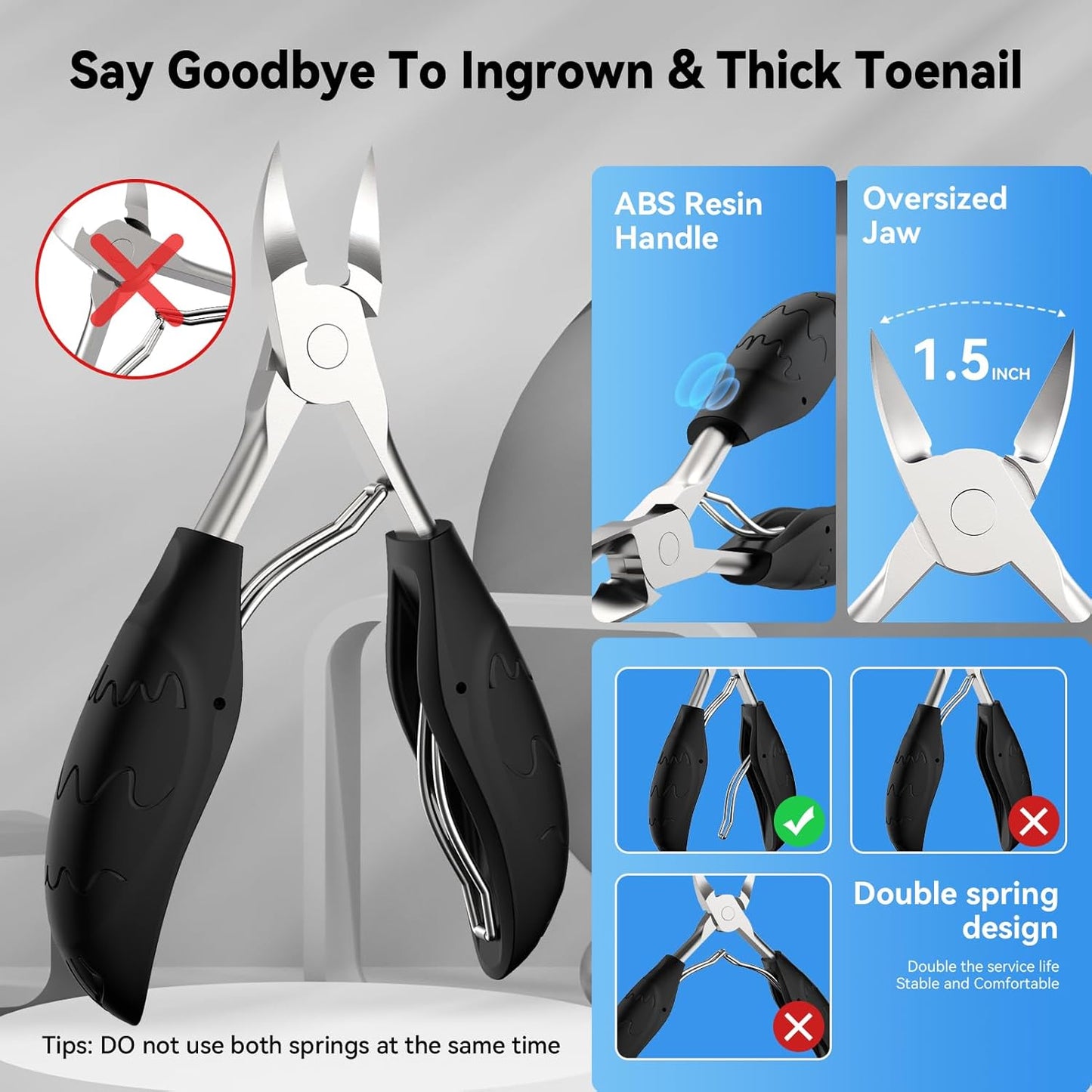 Profi Nagelschere Set, Edelstahl Maniküre Nagelknipser, Scharf Nagelknipser Für Dicke & Eingewachsene Fußnägel,7 Pcs Pediküre Set Nagelschere Fussnägel Mit Nagelzange & Nagelhautschere,Schwarz