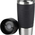 Emsa Travel Mug Classic Thermobecher, 360 Ml, Isolierbecher Hält 4H Heiß, 8H Kalt, 100 Prozent Dicht, Auslaufsicher, Quick-Press-Verschluss, 360 Grad-Trinköffnung, Kaffeebecher to Go, Schwarz, 513361