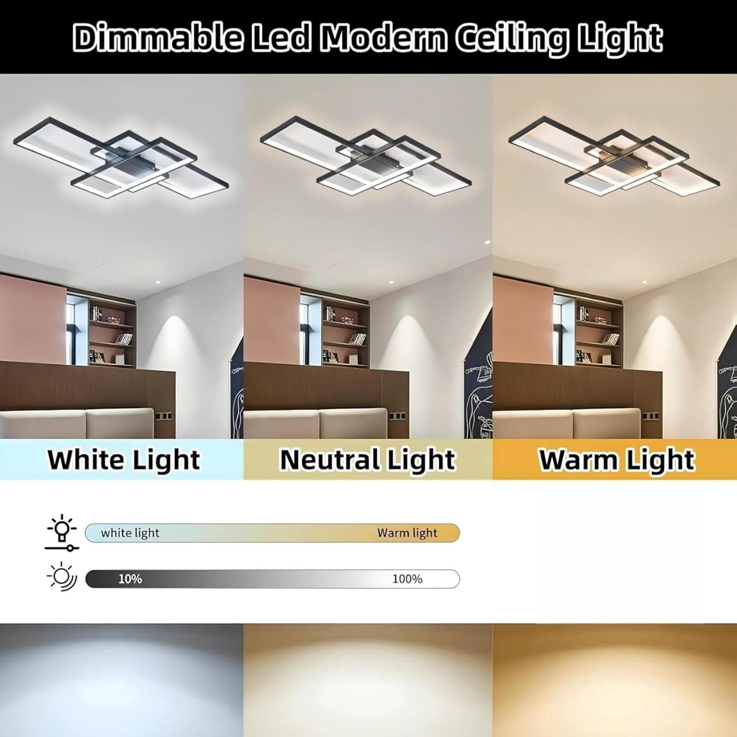Jsz Deckenleuchte Wohnzimmer 140CM, Moderne Deckenlampe LED, 2700K-6500K Dimmbar Lampe Wohnzimmer, Black Wohnzimmerlampe Mit Fernbedienung