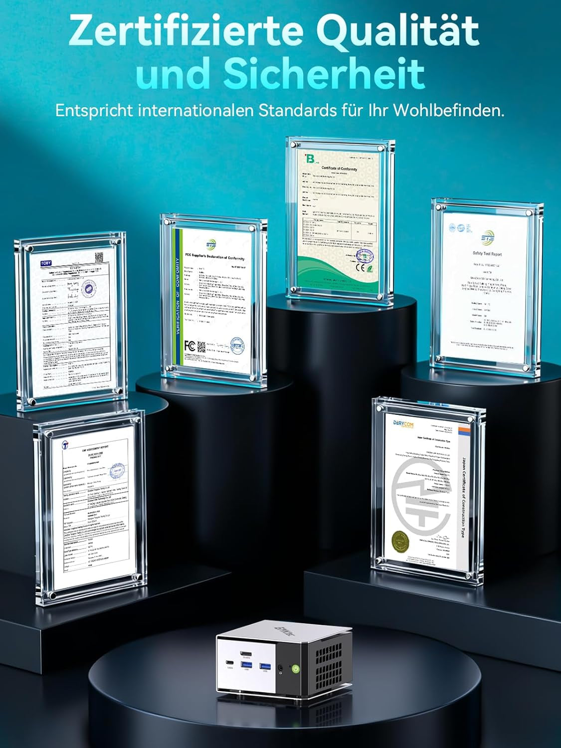 Gmktec AMD Mini Gaming PC Ryzen 5 Pro 6650H(Beats 5825U/7430U 6K/12T) Mini-Pc M8 16GB DDR5 6400, 1TB M.2 SSD, Mit Oculink|Dual 2.5G Lan|Wifi6E|Triple 8K Display, Micro PC Für Büro/Gaming/Zuhause