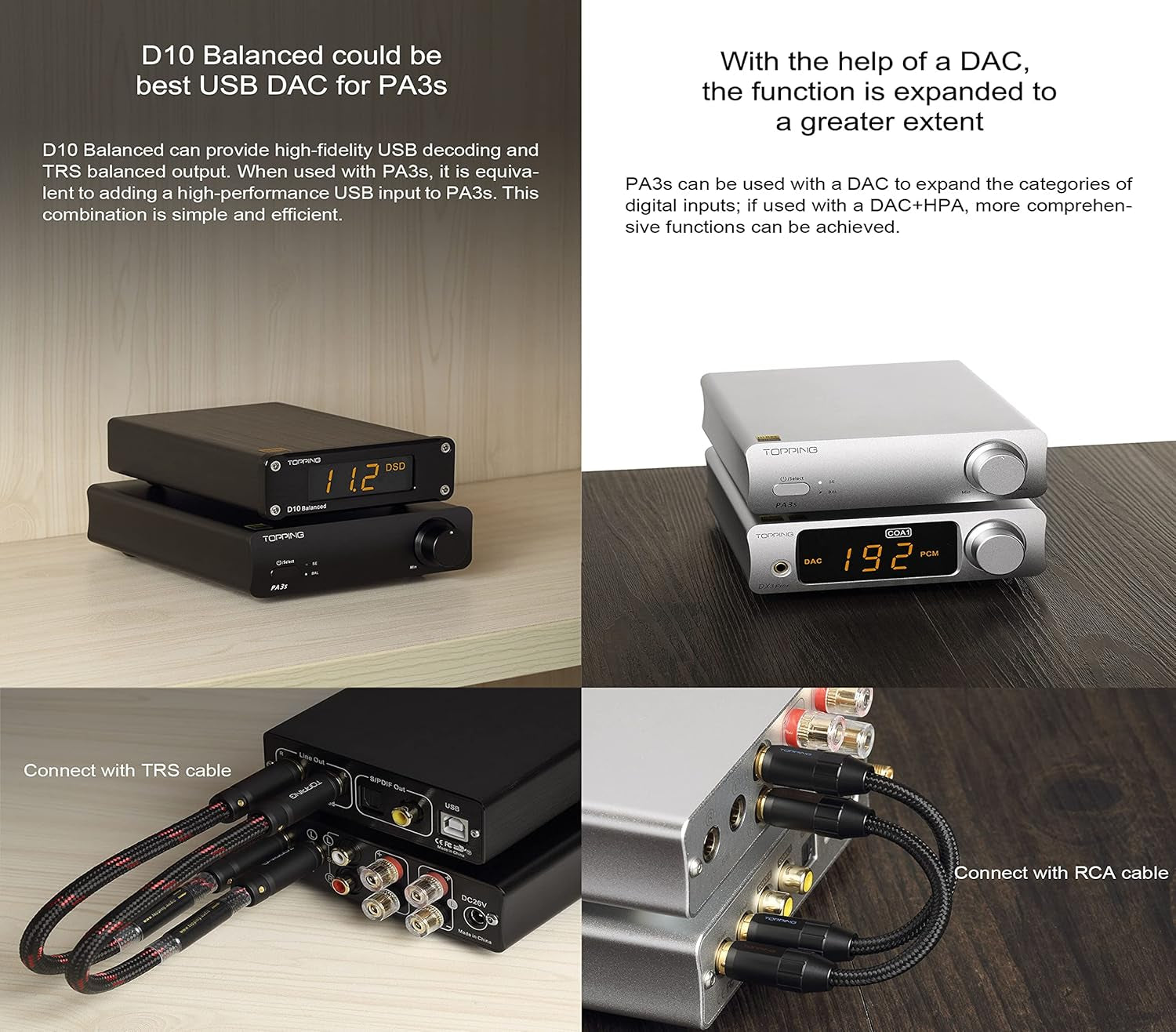 Topping Pa3S Fully Balanced Amplifier MA12070 X 2 Verstärker RCA TRS Class D Amp 80 W X 2 Leistungsverstärker Für Dx3Pro+ Schwarz