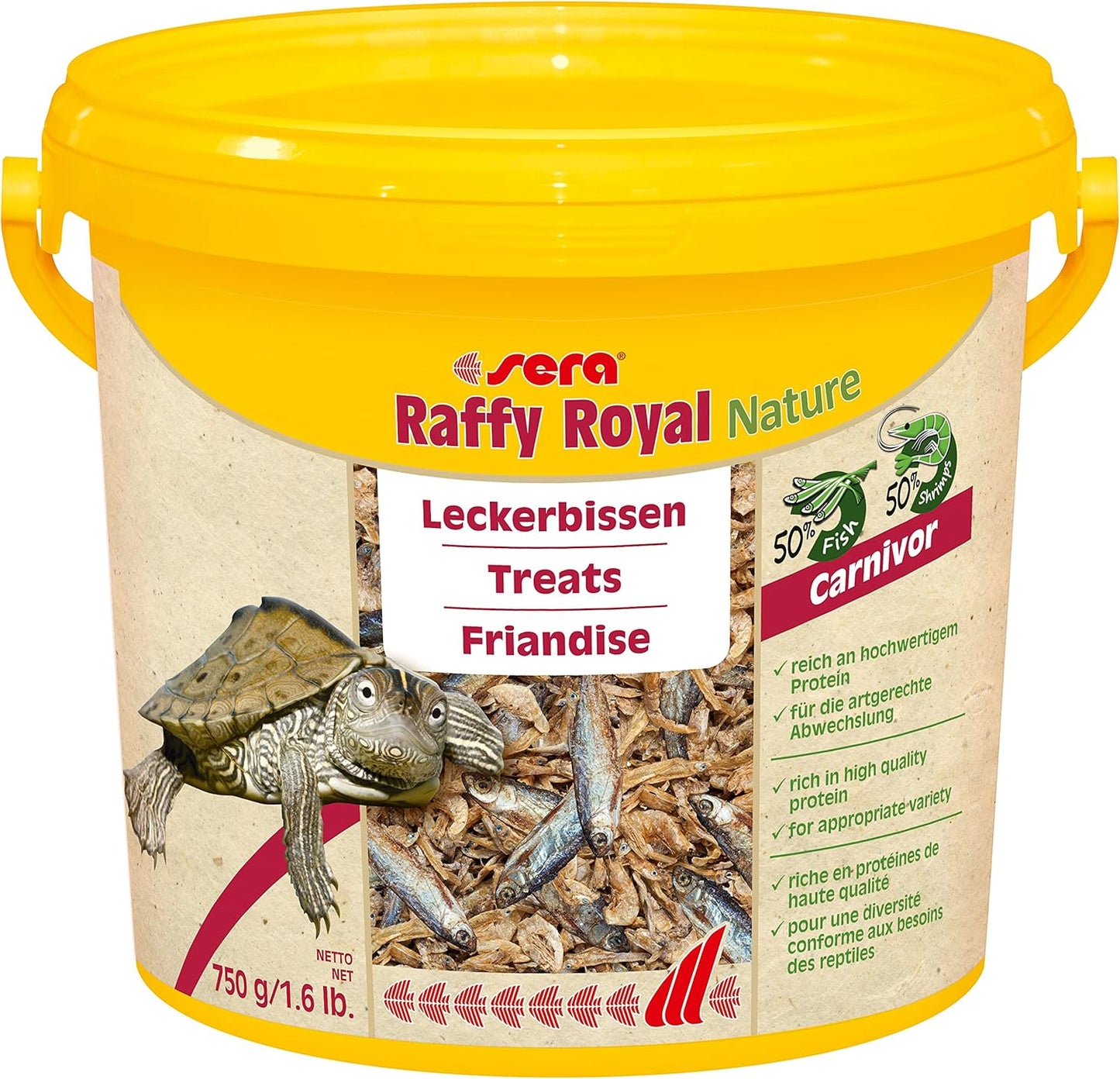 Sera Raffy Royal Nature 3,8 L (750 G) Getrocknete Fische (50 %) & Garnelen (50 %), Artgerechte Abwechslung Zum Kräftigen Zubeißen Mit Anchovies, Futter Für Wasserschildkröten