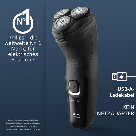 Philips Shaver Series 3000X – Elektrischer Rasierer Für Herren in Schwarz, Nass- Und Trockenrasur, Mit Skinprotect-Technologie, Ausklappbarem Bartschneider (Modell X3001/00)
