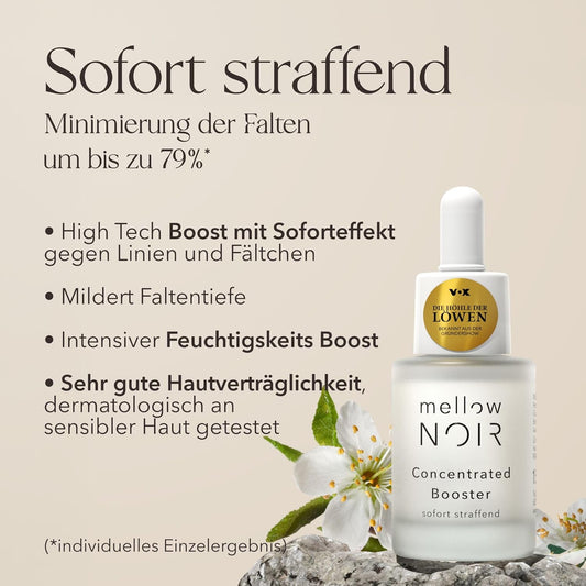 Mellow NOIR Concentrated Booster 30 Ml | SOFORT STRAFFEND | Hyaluron Gesichtsserum | Augenserum | Serum Zur Augenpflege & Gesichtspflege | Vegan | Zertifizierte Naturkosmetik