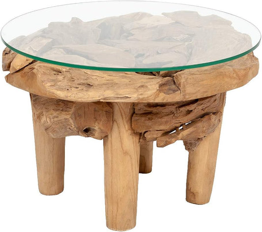 Teak Couchtisch Bosco-60Cm Natural Massivholz Teakwurzel Wohnzimmertisch Tisch