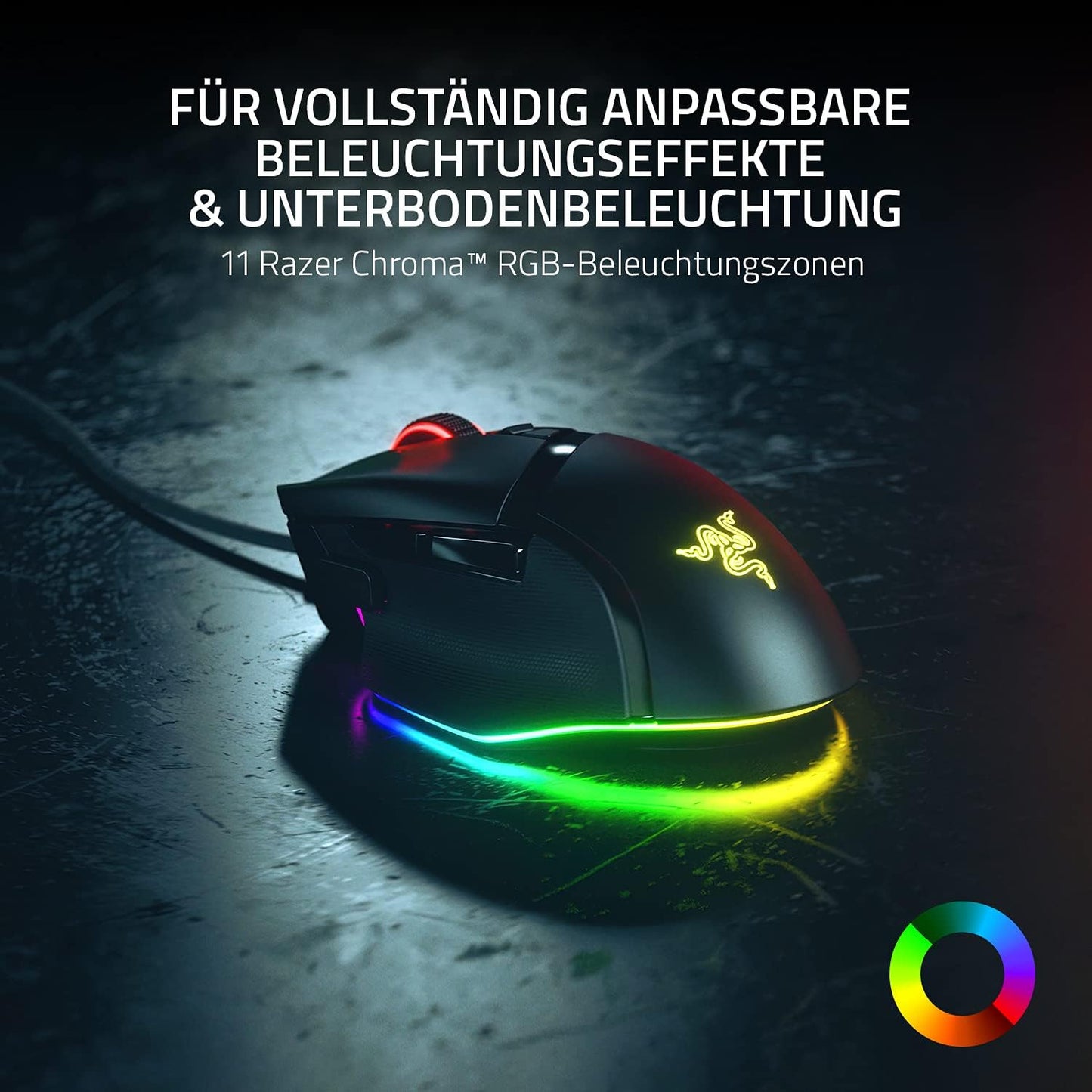 Razer Basilisk V3 - Kabelgebundene, Anpassbare Gaming Maus Mit Chroma RGB Für PC / Mac (10+1 Programmierbare Tasten, Neigbares Hyperscroll Mausrad, Ergonomisches Design) Schwarz