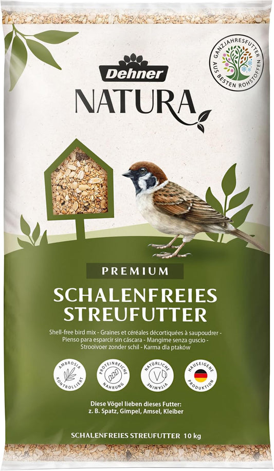 Dehner Natura Premium Wildvogelfutter, Streufutter Schalenfrei, Ganzjahresfutter Proteinreich / Energiereich, Hochwertiges Vogelfutter Für Wildvögel, 10 Kg