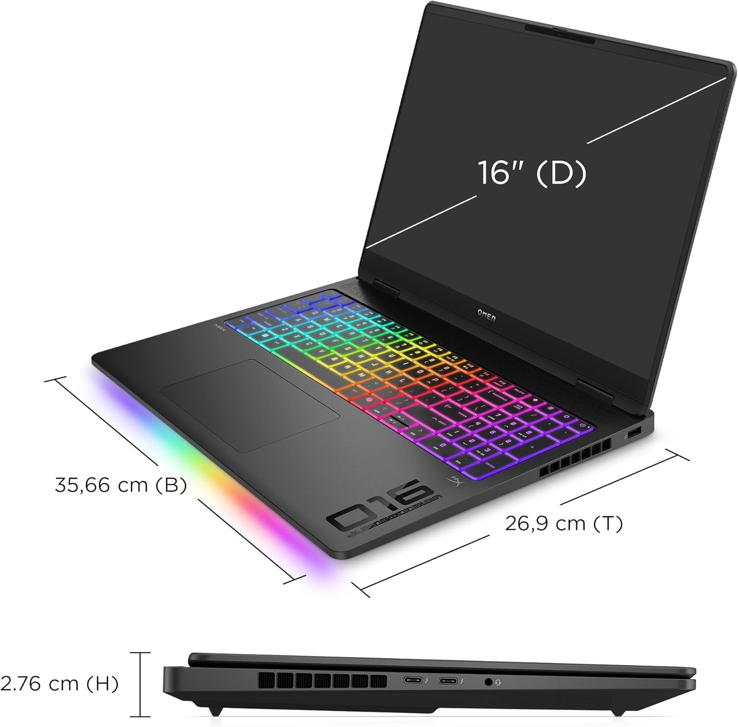 HP Omen MAX Gaming Laptop, 16" 2.5K WUXGA Display 240Hz, Intel Ultra 7-255HX (20C) 13 NPU Tops, NVIDIA Geforce RTX 5070 Ti 12GB VRAM, 32 GB DDR5 RAM, 1 TB SSD, Win 11, QWERTZ, RGB, Alu Schwarz