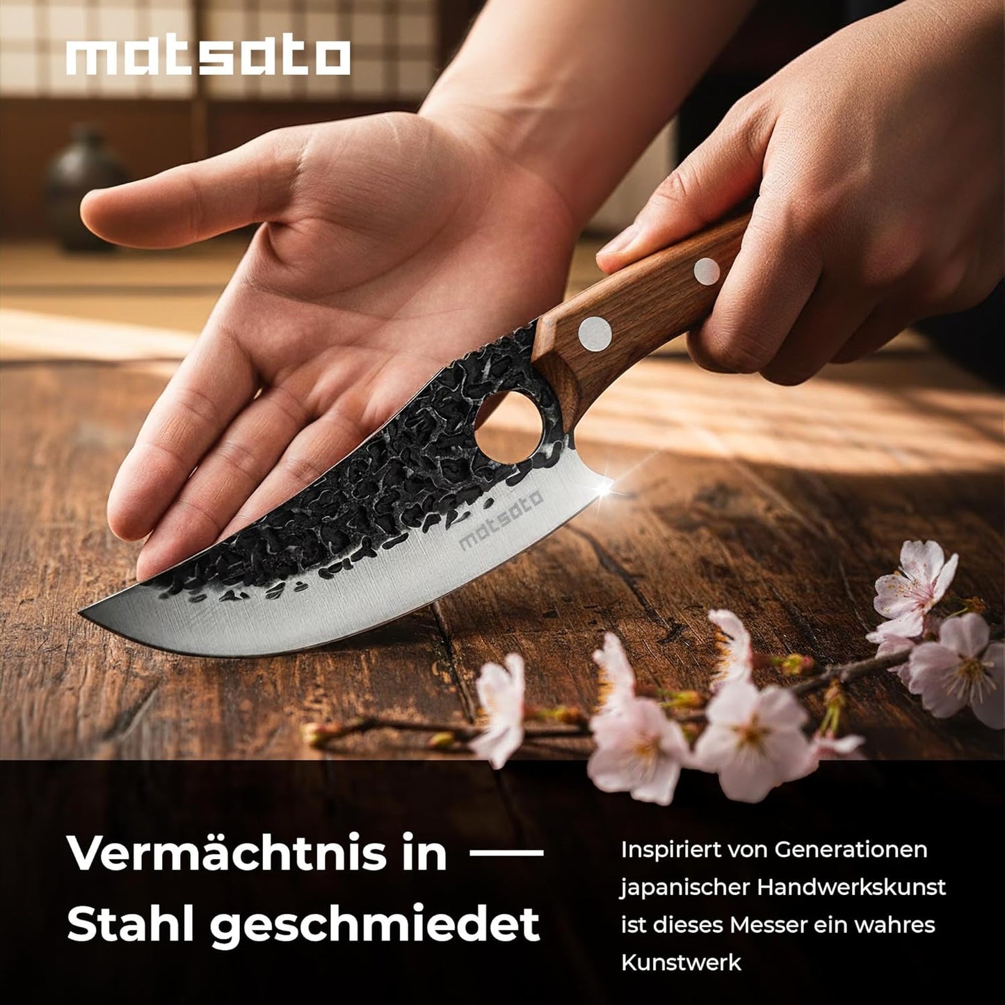 Matsato Messerset 3-Teilig | Scharfes Küchenmesser Set, Vielseitige Messer Für Fleisch, Fisch & Gemüse, Ergonomischer Griff, Ideal Für BBQ
