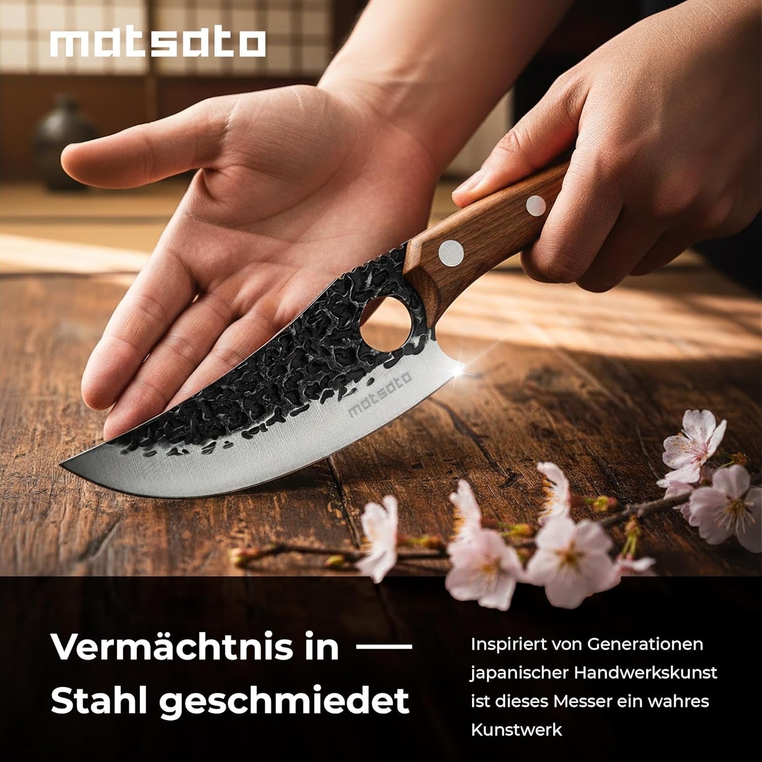 Matsato Messerset 3-Teilig | Scharfes Küchenmesser Set, Vielseitige Messer Für Fleisch, Fisch & Gemüse, Ergonomischer Griff, Ideal Für BBQ