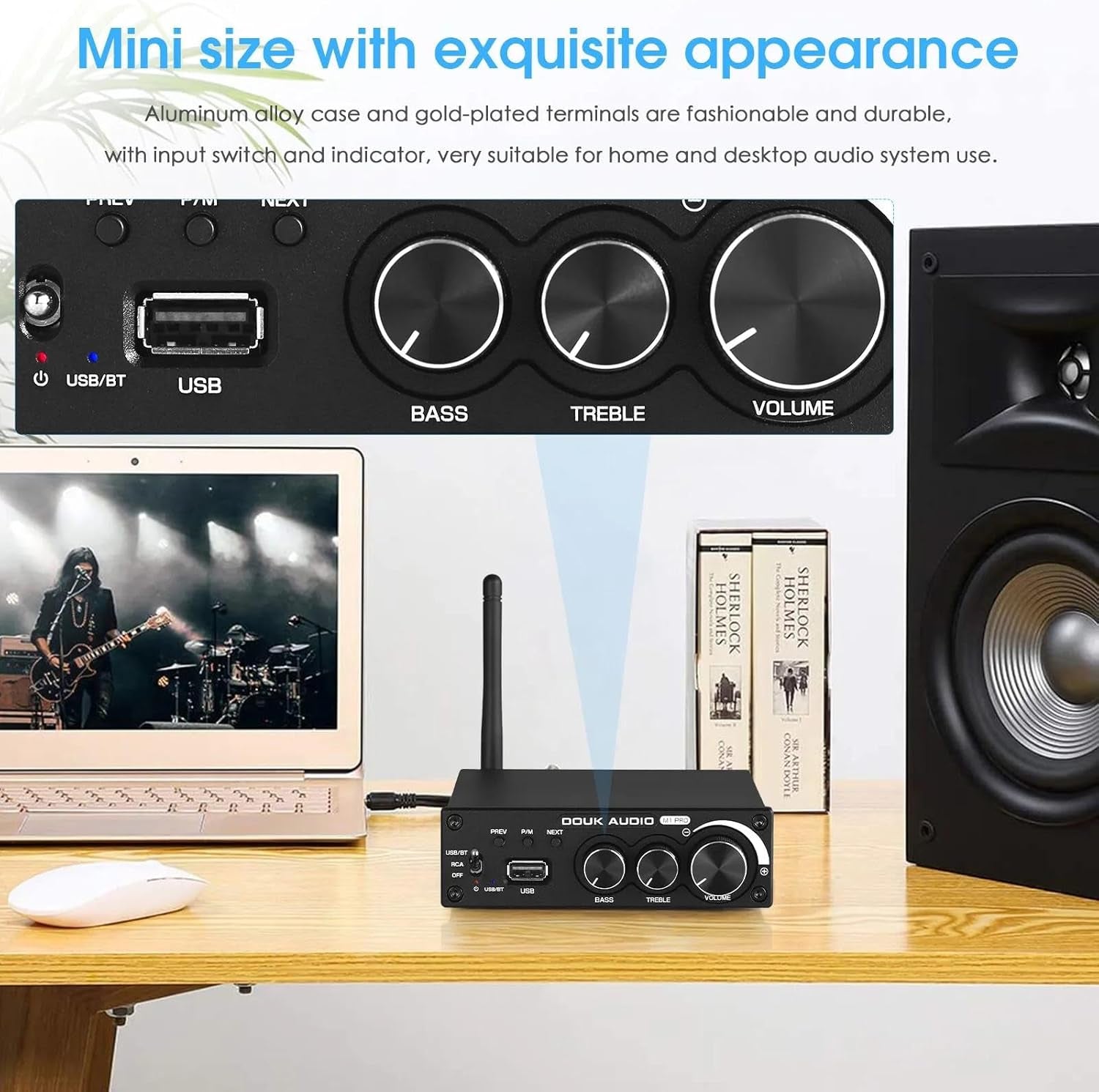 Douk Audio 320W Bluetooth 5.0 Hifi-Verstärker Empfänger 2.0-Kanal Stereo Power Amplifier Subwoofer Amp Mini Class D Integrierter Verstärker USB Music Player Für Passivlautsprecher Zu Hause (M1 PRO)