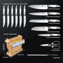Japanisches Küchenmesser Set, Magnetisches Messer Set Mit Block Und Schärfer, Edelstahl-Messerset Als Geschenk Für Paare, Hochzeiten, Frauen Oder Mütter, Inklusive Geschenkbox, 14-Teilig, Black Dot