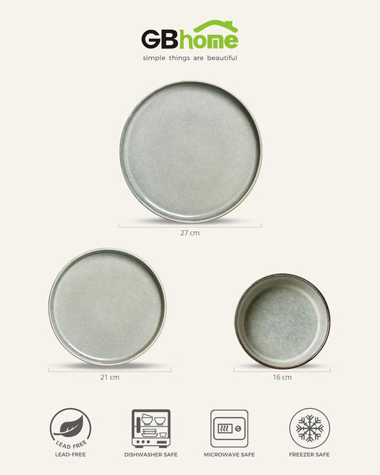 Gbhome Steingut Geschirrset 6 Personen, 18-Tlg Reaktive Glasur Handarbeit Steingut Geschirr Set, Mikrowellen- & Spülmaschinenfest Schüssel- Und Teller Set