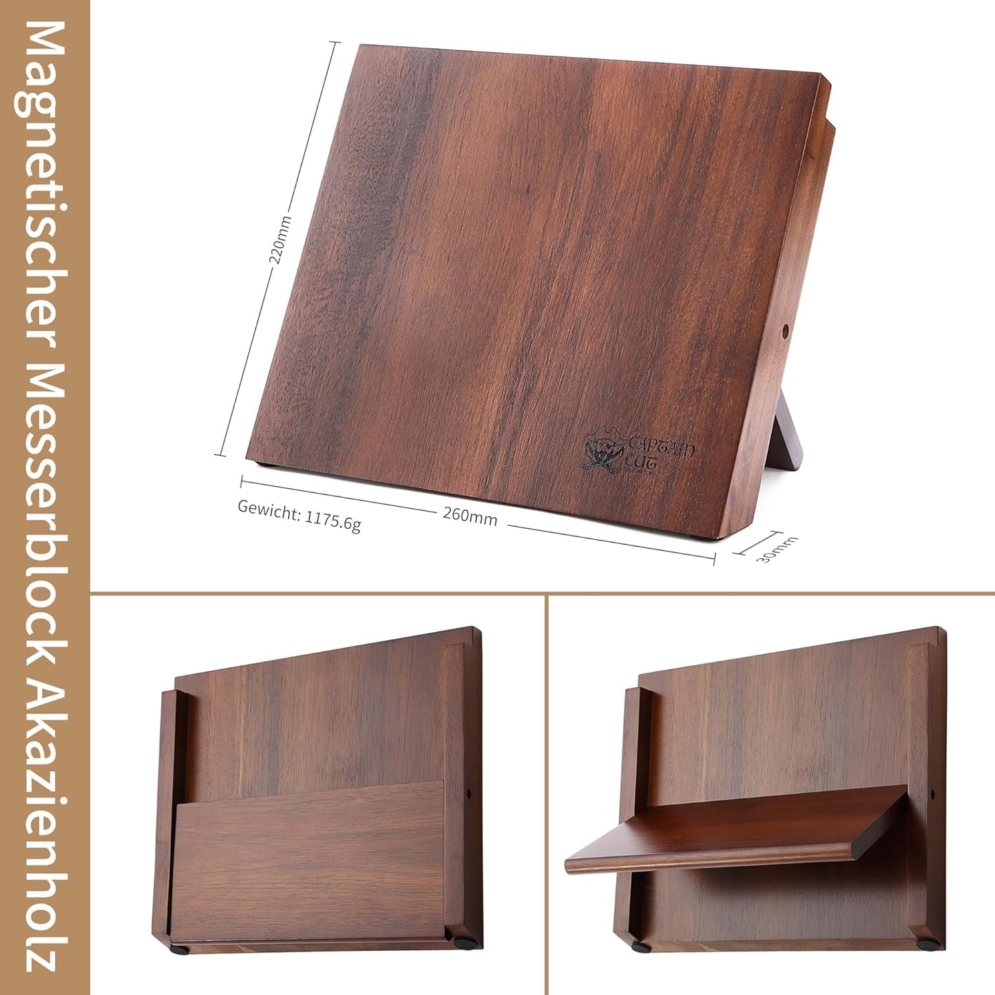 5-Teiliges Edelstahl Küchenmesser Set Mit Damast Optik Inklusive Magnetischem Messerblock I 5 Küchenmesser Mit Pakkaholzgriff Im Set I Messerset Mit Block Aus Akazienholz