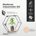 3Er Hexagon Wandregal Set, Schwarze Metall Schweberegale Mit Holzablage, Modernes Wabenregal Für Wohnzimmer, Schlafzimmer, Küche & Büro, Stabiles Stahlrahmen Regal Mit Schrauben & Montagezubehör
