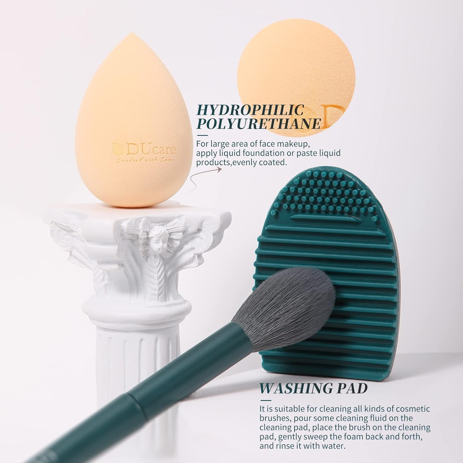 Ducare Make up Pinsel Set 17 Stück Mit Pinsel Reinigungsmatte Und Make up Schwamm Professionelles Premium Synthetic Makeup Pinselset Für Gesicht Lidschatten Eyeliner Foundation Lippen Geschenkbox