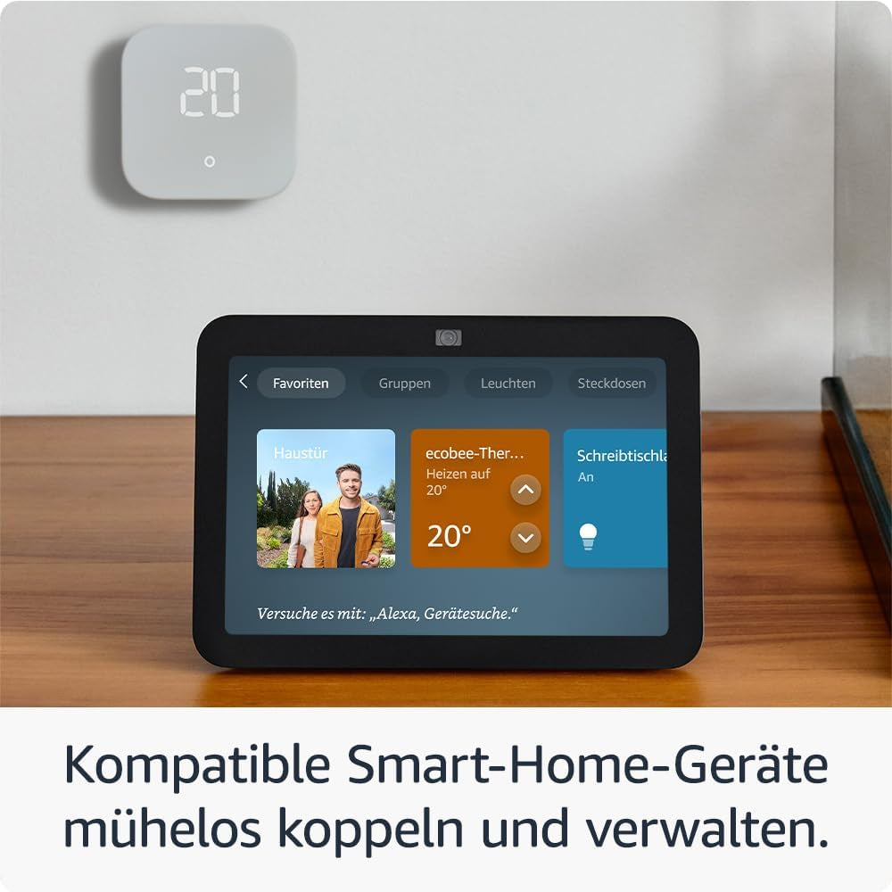 Echo Show 8 (3. Gen.) | Anthrazit + Blink Mini Kamera, Funktioniert Mit Alexa - Smart Home-Einsteigerpaket