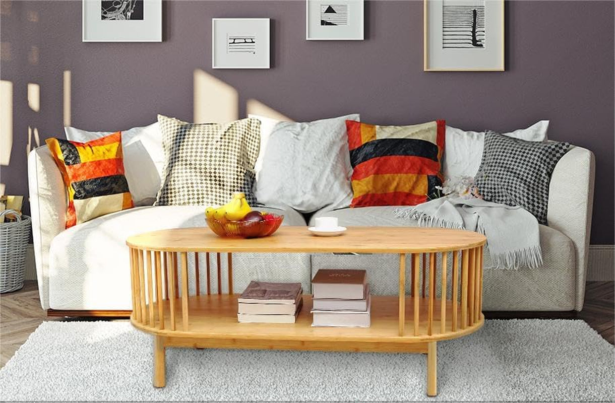 Vaefae Bambus Couchtisch, Holz Couchtisch Für Wohnzimmer, Moderner Couchtische Mit Lagerung