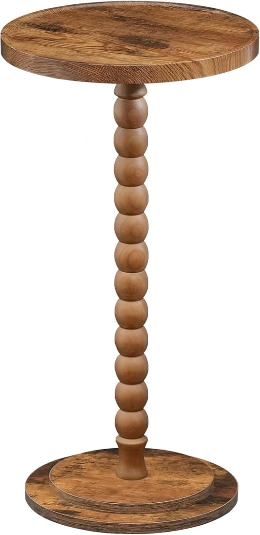 HOOBRO Kleiner Runder Beistelltisch, Getränketisch Mit Beinen Aus Holz, Beistelltisch Couch, Nachttisch, Sofatisch, Cocktailtisch, Für Kleine Räume, Wohnzimmer, Schlafzimmer, Vintagebraun EFG187BZ01