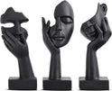 Schwarze Heimdekoration Akzentkunst Frau Gesicht Statue Sammlerstück Statue Für Modernes Zuhause Wohnzimmer Bücherregal Schwarz Schreibtisch Dekor 3-Teiliges Set