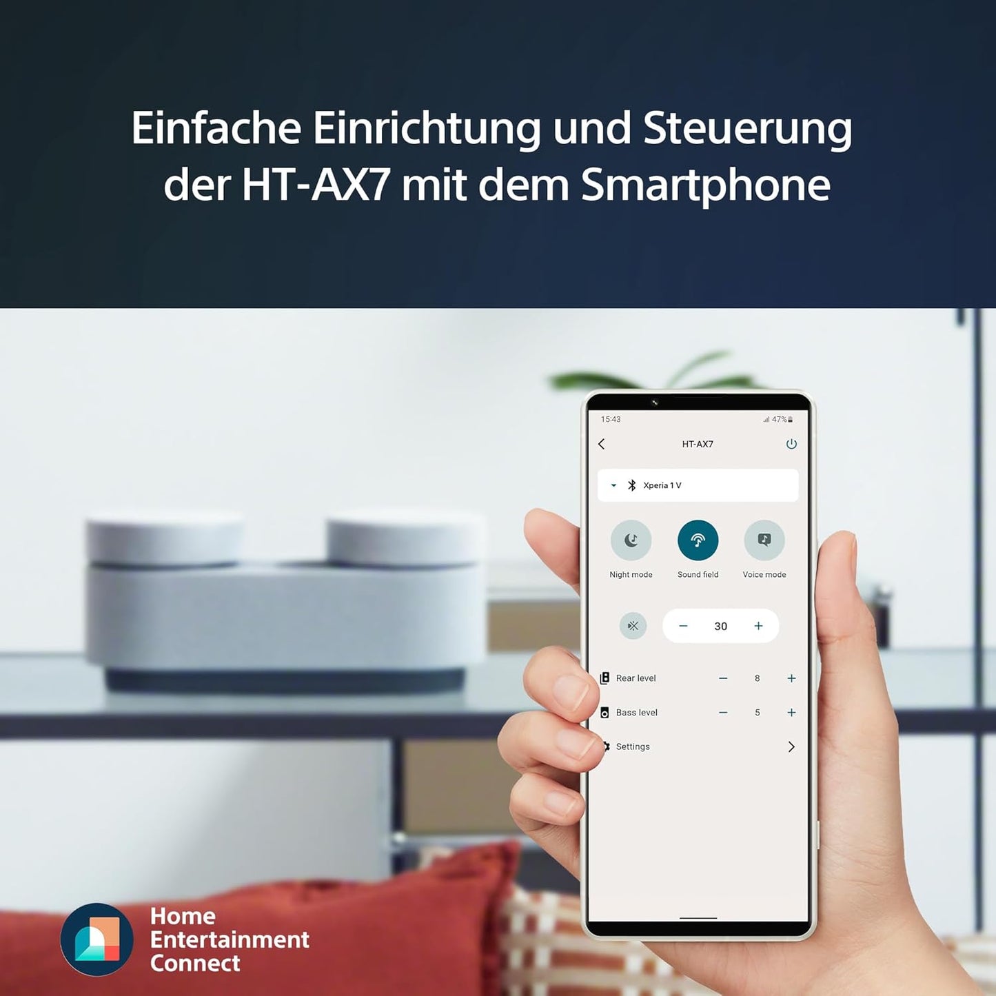 Sony HT-AX7 Tragbares Heimkinosystem - Kinosound Überall Mit 360° Raumklang - Bis Zu 30 Stunden Akkulaufzeit - Bluetooth-