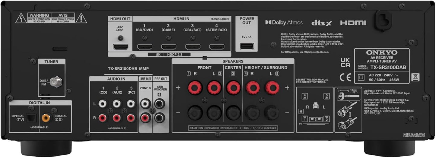 TX-SR3100 AV Receiver 5.2 - HDMI, Bluetooth, Auto Calibration.