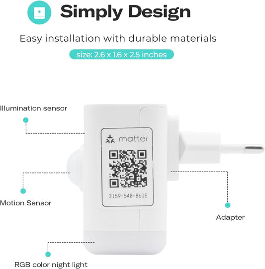 THIRDREALITY Smart Color Night Light（Typ F）, Matter over Wifi, 3-1 Multi-Functionality, Compatible with Smartthings, Apple Home, Google Home, Alexa