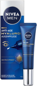 NIVEA MEN Anti-Age Hyaluron Augenpflege, Straffende Augencreme Gegen Falten Und Augenringe, Feuchtigkeitsspendende Augenpflege Mit Hyaluron (15 Ml)