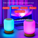 Wood Grain Remote Touch Night Light Tap Table Lamp Bedroom Bedside Lamp RGB Color Light