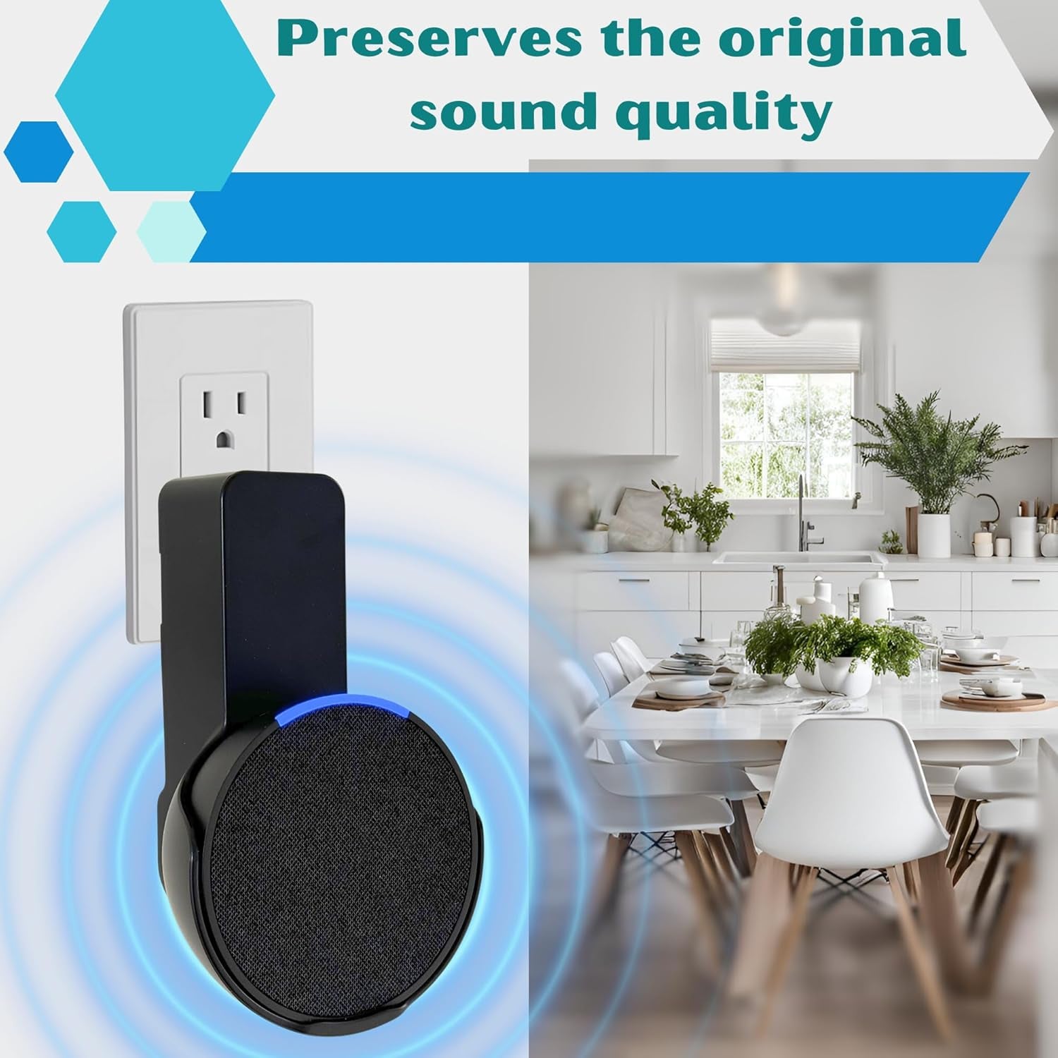 Sintron Lautsprecher Wandhalterung Für Echᴏ Pop, Platzsparend Halterung, Keine Bohren Erforderlich, Integriertem Kabelmanagement, Für Wohn & Schlafzimmer, Küche, Kompatibel Mit Google Nest (Schwarz)