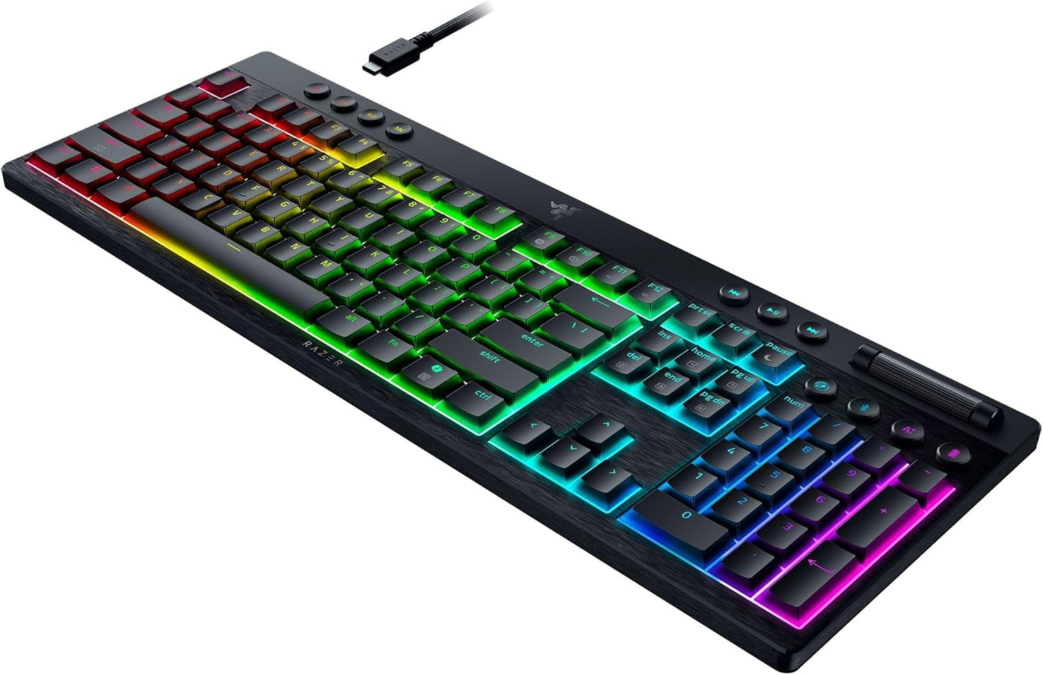 Razer Blackwidow V4 Low-Profile Hyperspeed - Kabellose, Flache Mechanische Gaming-Tastatur (Hyperspeed Wireless & BT, Multifunktionaler Drehregler & 11 Funktionstasten) Orange Switches | De-Layout