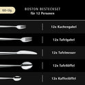 WMF Boston Besteckset 60-Teilig Für 12 Personen – Cromargan Edelstahl 18/10, Poliert Und Rostfrei, Spülmaschinenfest, Monobloc-Messer Mit Langlebiger Schärfe, Elegantes Essbesteck Für Alltag Und Gäste