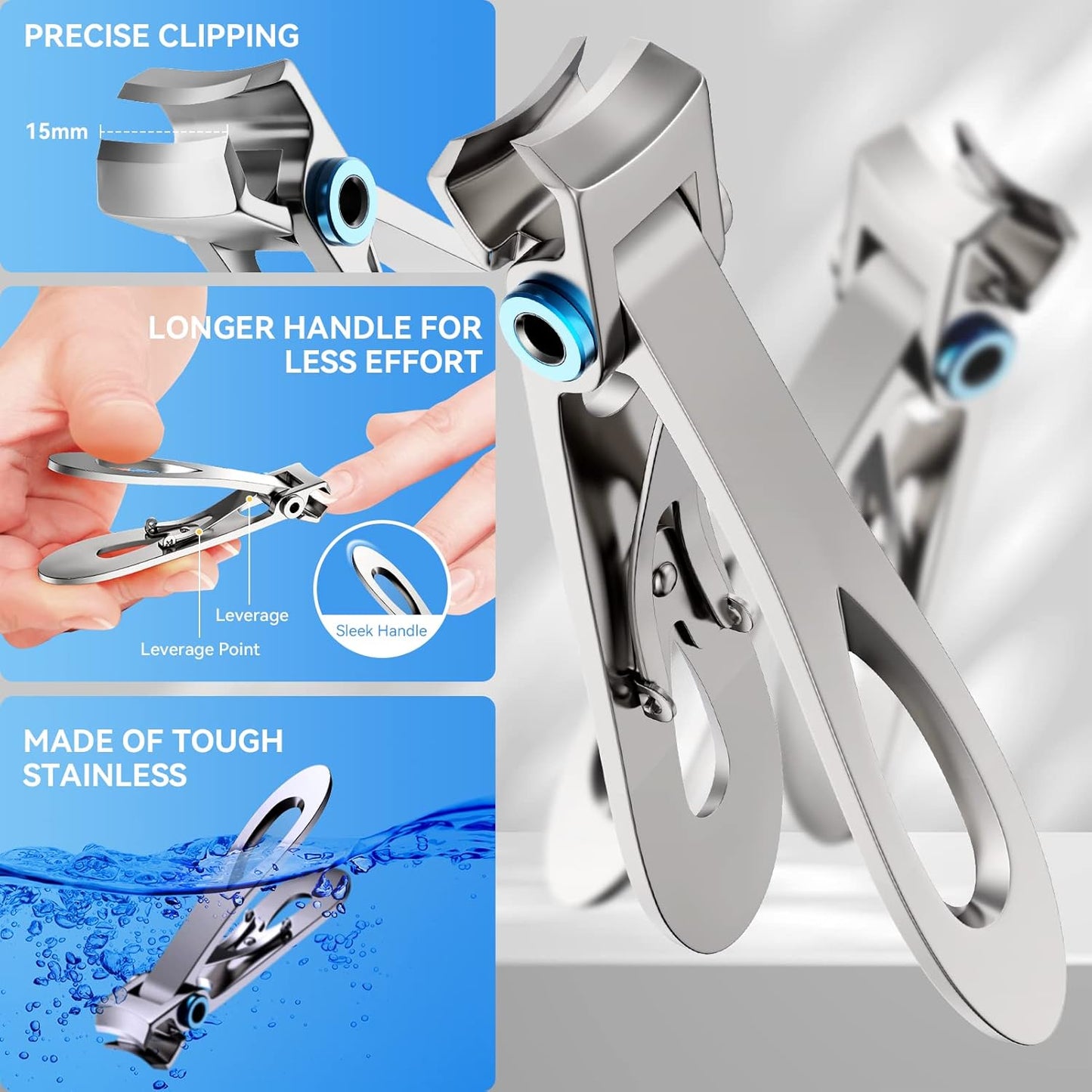 Profi Nagelschere Set, Edelstahl Maniküre Nagelknipser, Scharf Nagelknipser Für Dicke & Eingewachsene Fußnägel,7 Pcs Pediküre Set Nagelschere Fussnägel Mit Nagelzange & Nagelhautschere,Schwarz