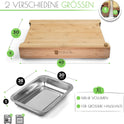 Schneidebrett XL Mit Magnetischen Auffangschalen - Hochwertiger Fsc®-Zertifizierter Bambus - Schneidebrett Mit Auffangschale - Schneidebrett Holz - Holzbrett Küche - Praktische Küchenhilfe