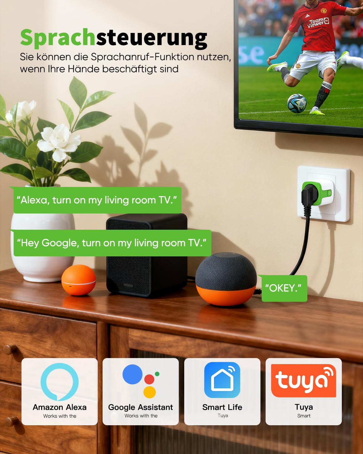 Greensun WLAN Steckdose Mit Strommessung Smart Life APP - Stromzähler Für Steckdose Stromverbrauch Energiekostenmesser Zeitschaltuhr Sprachsteuerung Mit Alexa &Google 4PC