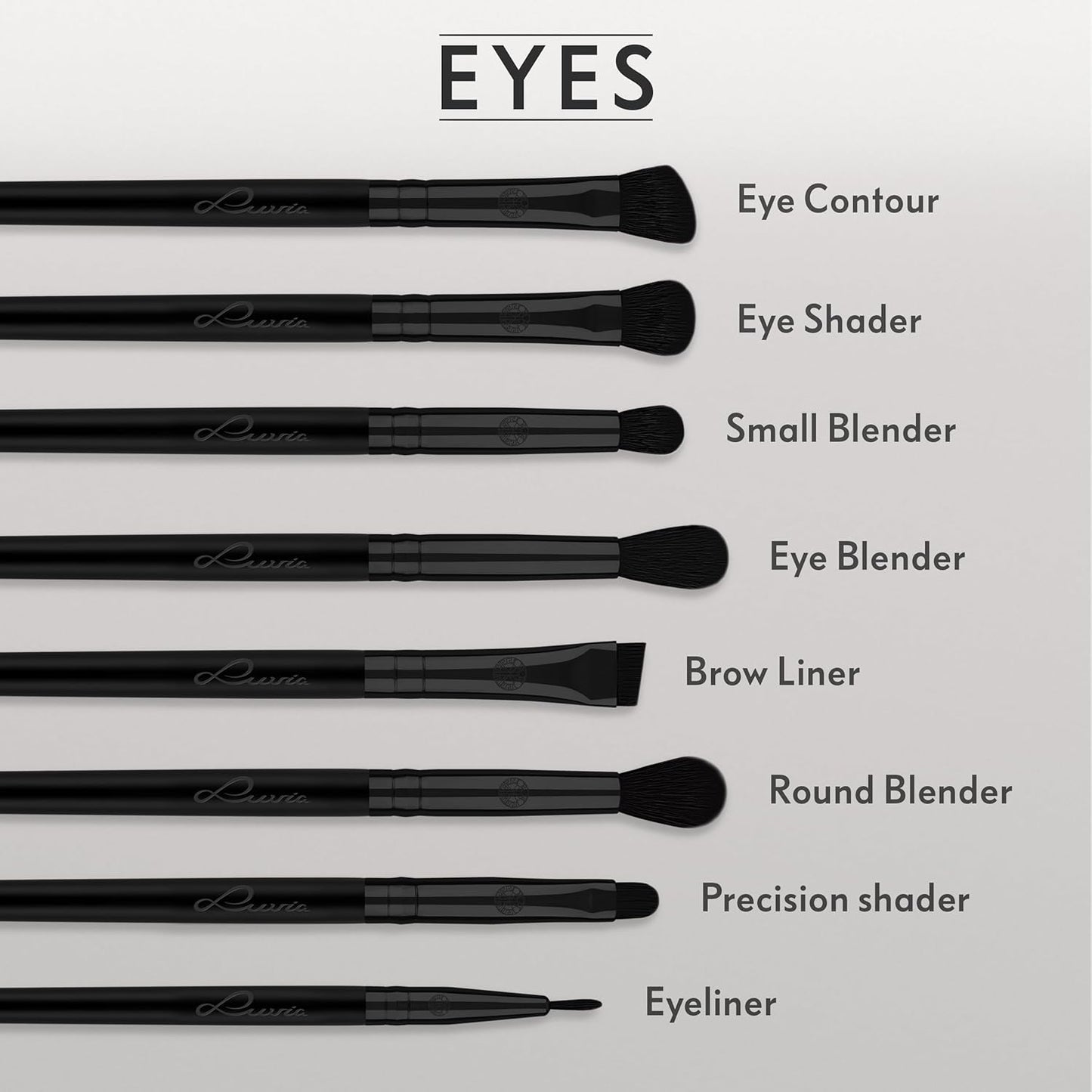 Make-Up Pinselset 15-Teilig Vegan | 12 Profi Schminkpinsel | Inkl. Blender, Reinigungsmatte & Pinselaufbewahrung Aus Veganem Leder | Prime Vegan Black | Schwarz | Luvia