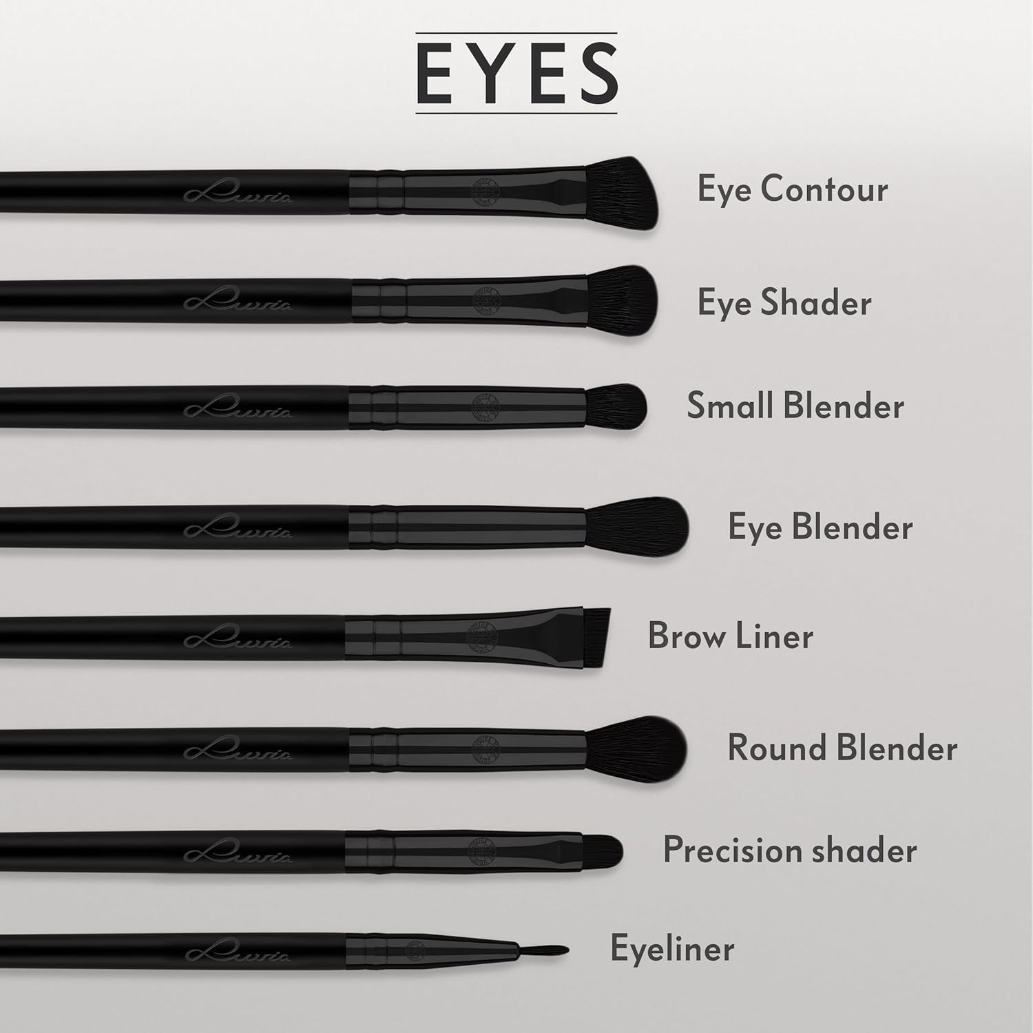 Make-Up Pinselset 15-Teilig Vegan | 12 Profi Schminkpinsel | Inkl. Blender, Reinigungsmatte & Pinselaufbewahrung Aus Veganem Leder | Prime Vegan Black | Schwarz | Luvia