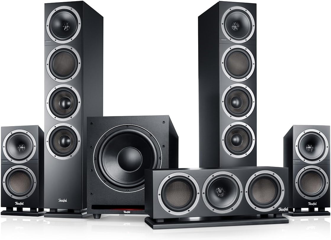 Teufel Theater 500 Surround Direkt 5.1 Heimkino-Set - Kinoatmosphäre Surround Sound System, Mächtiger Subwoofer, Allrounder Für Musik Und Filmton Sowie Eine Präzise Ortung Bei Games - Schwarz