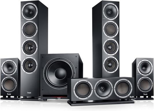 Teufel Theater 500 Surround Direkt 5.1 Heimkino-Set - Kinoatmosphäre Surround Sound System, Mächtiger Subwoofer, Allrounder Für Musik Und Filmton Sowie Eine Präzise Ortung Bei Games - Schwarz
