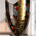 Glas Art Bodenvase Dixion - Glas - Schwarz - Höhe 57Cm X Breite 35Cm - Handbemalt Und Nicht Wasserdicht