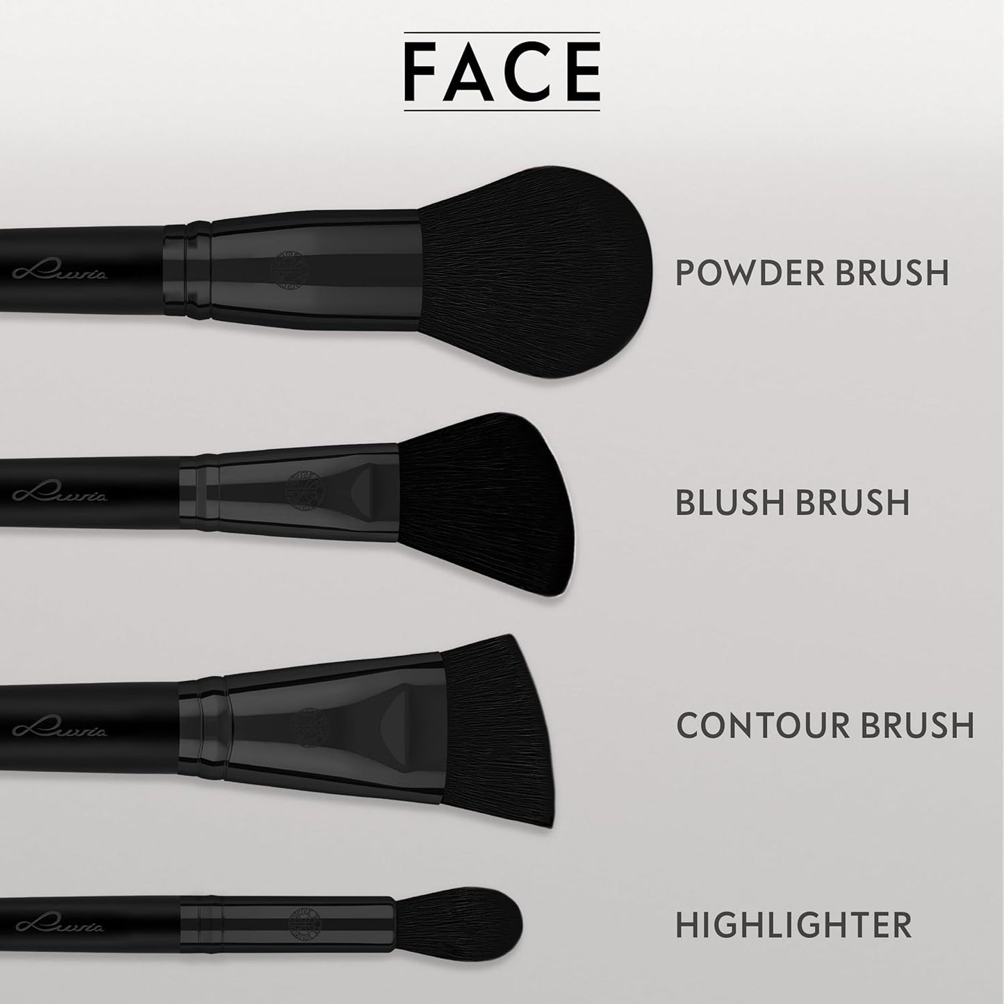 Make-Up Pinselset 15-Teilig Vegan | 12 Profi Schminkpinsel | Inkl. Blender, Reinigungsmatte & Pinselaufbewahrung Aus Veganem Leder | Prime Vegan Black | Schwarz | Luvia