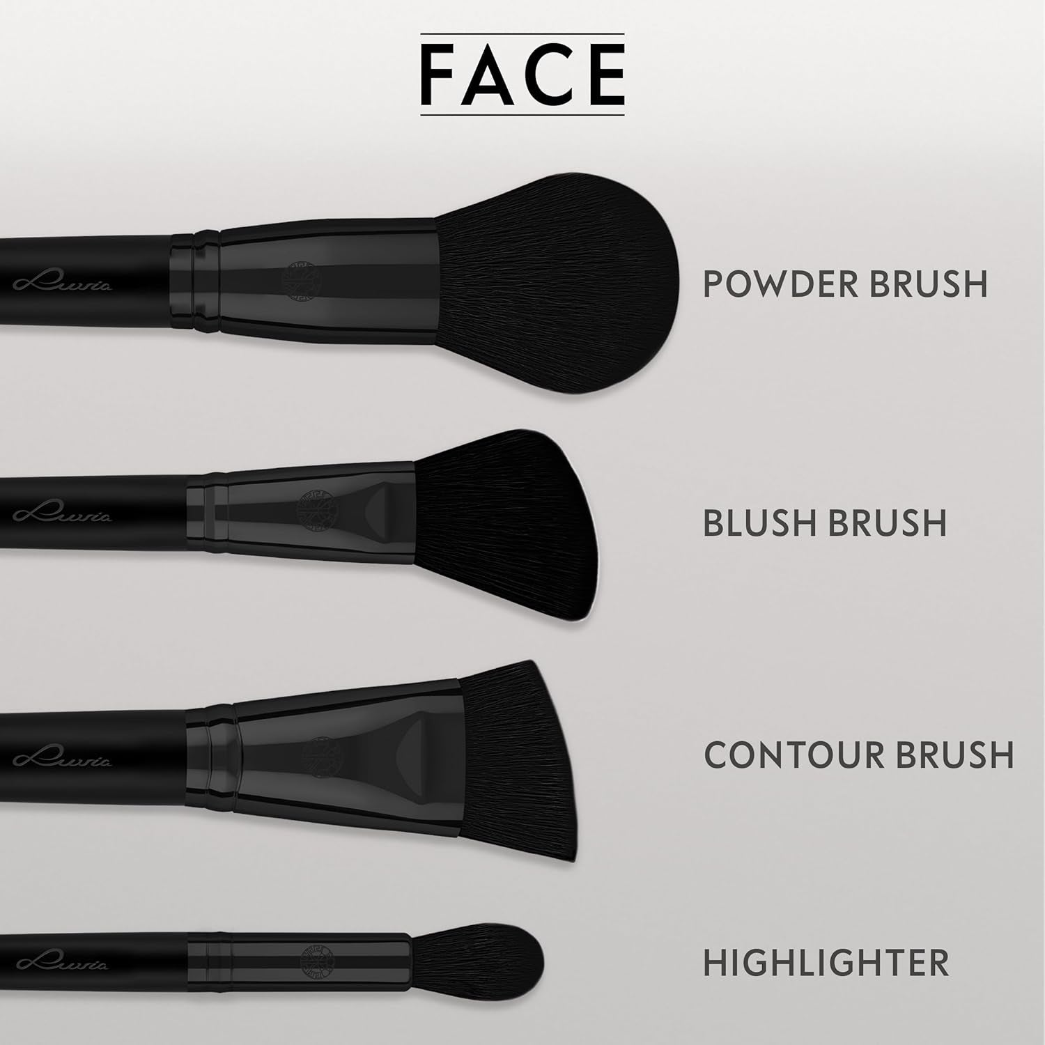 Make-Up Pinselset 15-Teilig Vegan | 12 Profi Schminkpinsel | Inkl. Blender, Reinigungsmatte & Pinselaufbewahrung Aus Veganem Leder | Prime Vegan Black | Schwarz | Luvia