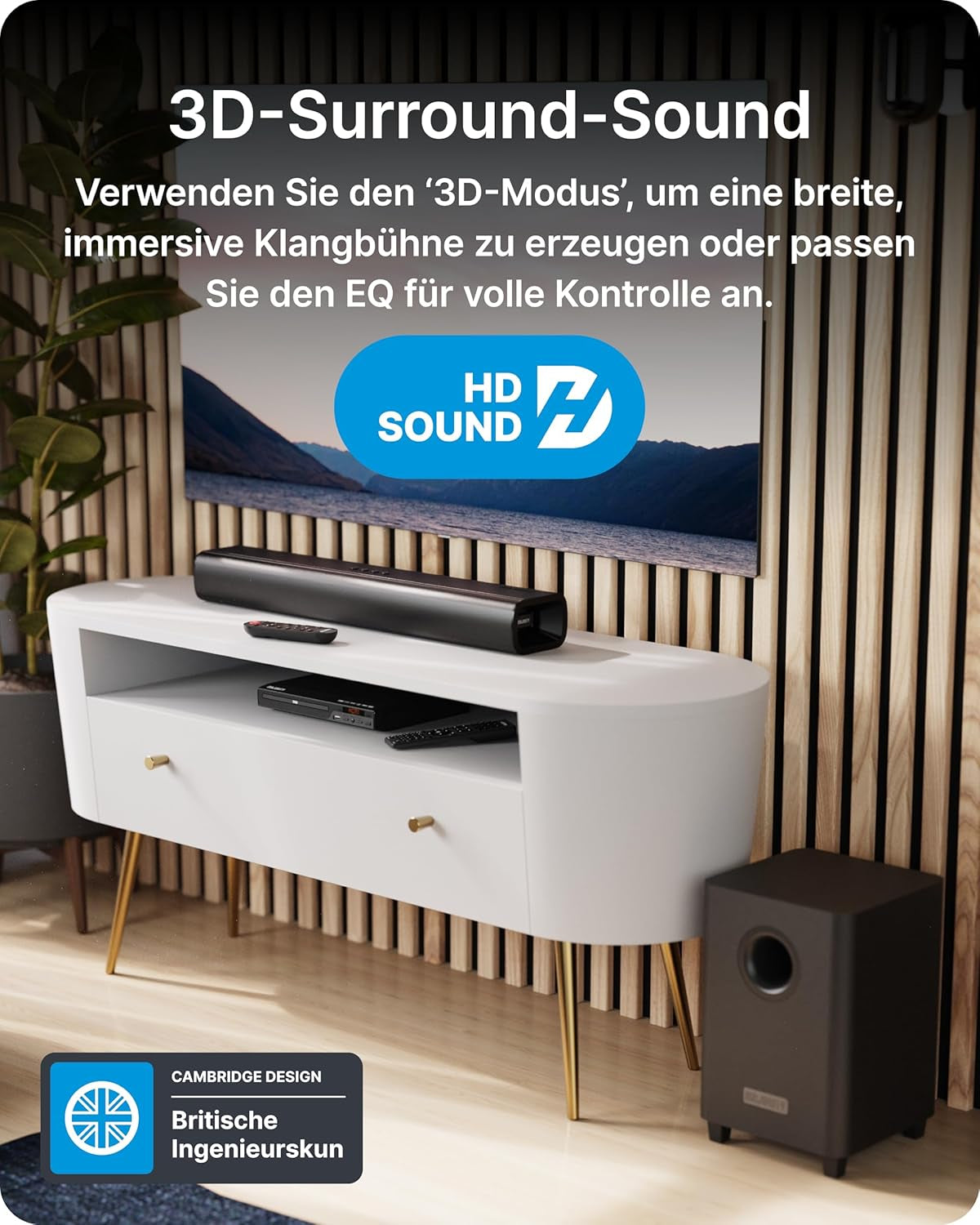 MAJORITY Naga 60 plus Soundbar Für TV Geräte | 300W 2.1 Soundbar Mit Subwoofer | Heimkino Soundsystem HMDI ARC | Sound Bar Bluetooth | Wandmontierbares Sound System | Inklusive Fernbedienung